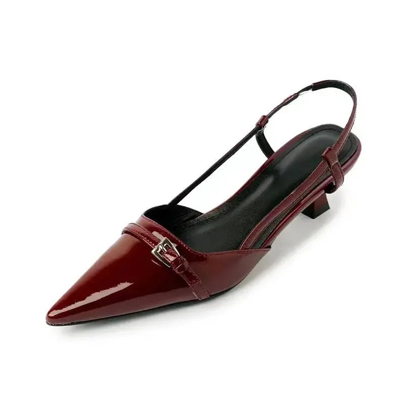 Black kitten heels with ankle strap - Dikova