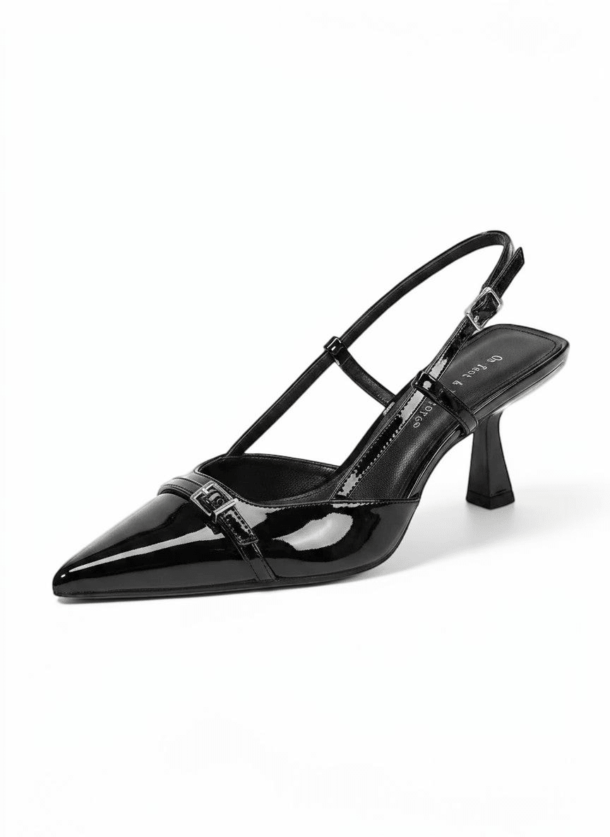 Black kitten heels with ankle strap - Dikova