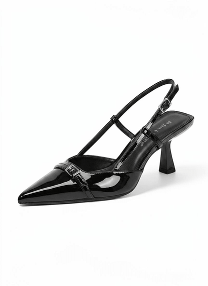Black kitten heels with ankle strap - Dikova