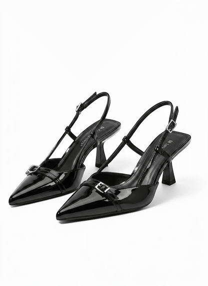 Black kitten heels with ankle strap - Dikova