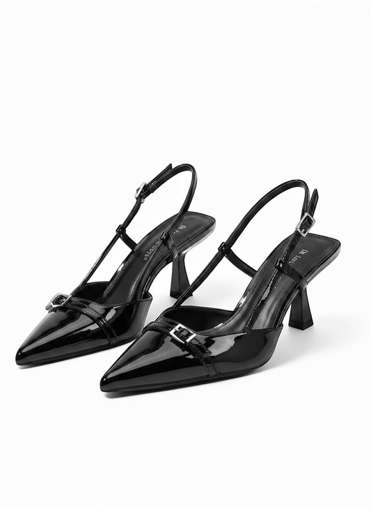 Black kitten heels with ankle strap - Dikova