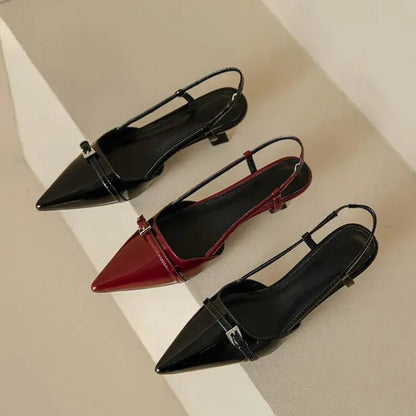 Black kitten heels with ankle strap - Dikova