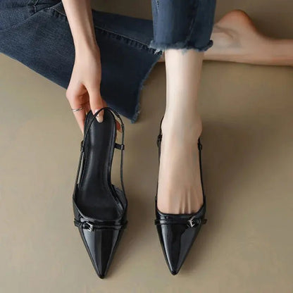 Black kitten heels with ankle strap - Dikova