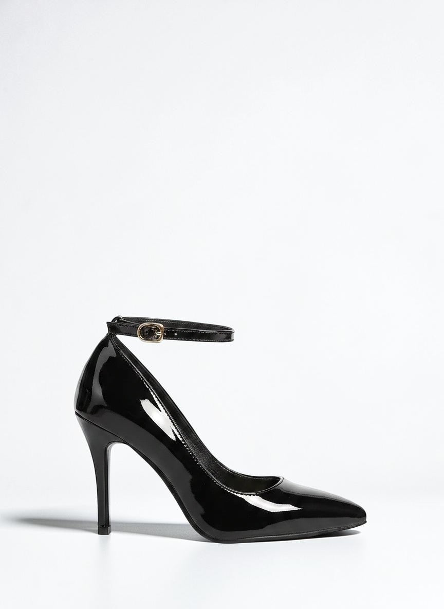 Black leather ankle strap heel - Dikova