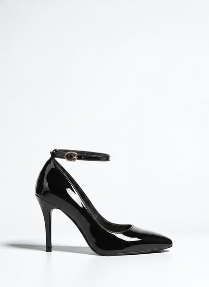 Black leather ankle strap heel - Dikova