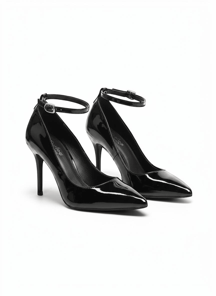 Black leather ankle strap heel - Dikova