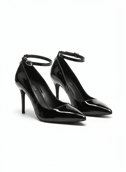 Black leather ankle strap heel - Dikova