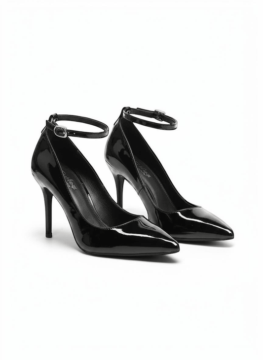 Black leather ankle strap heel - Dikova