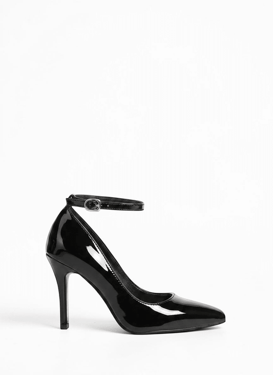 Black leather ankle strap heel - Dikova