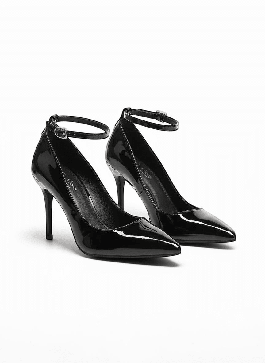 Black leather ankle strap heel - Dikova