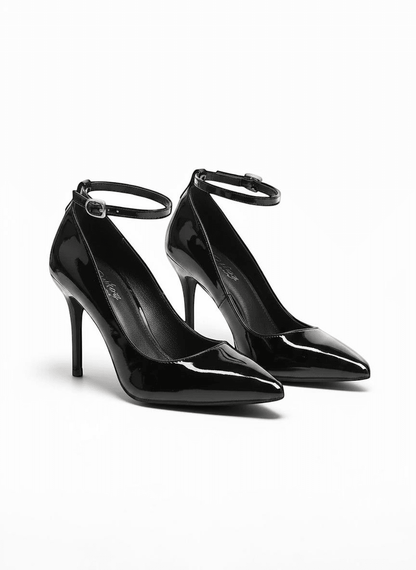 Black leather ankle strap heel - Dikova
