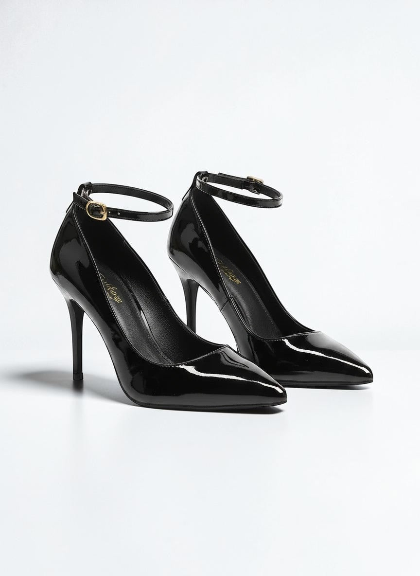 Black leather ankle strap heel - Dikova