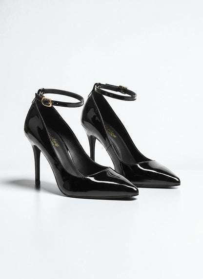 Black leather ankle strap heel - Dikova