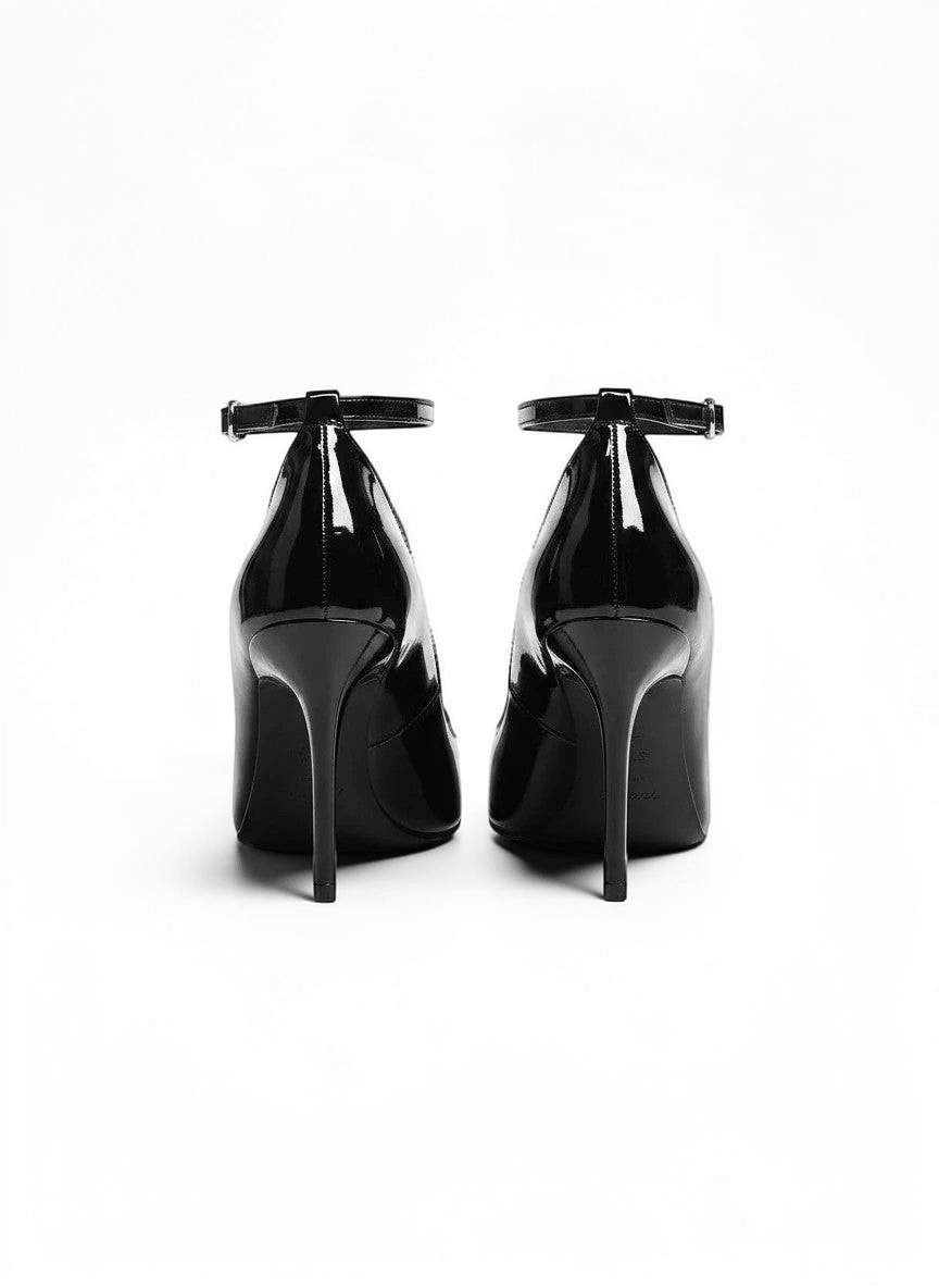 Black leather ankle strap heel - Dikova