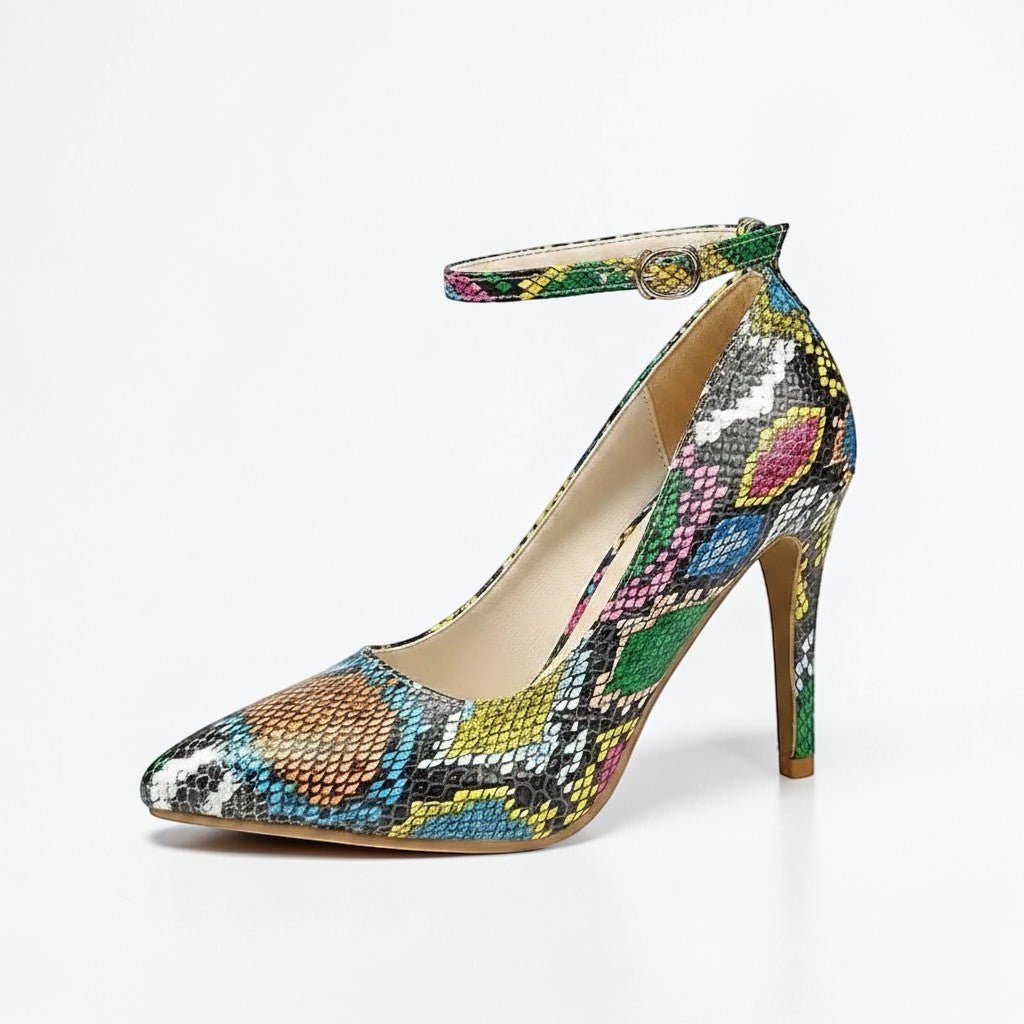 Black leather ankle strap heel - Dikova