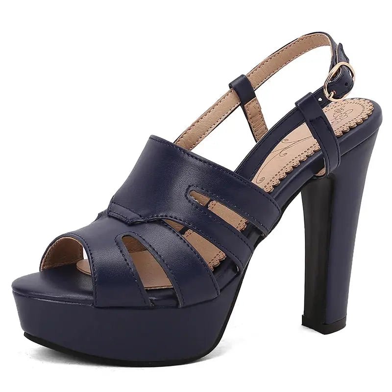 Black platform heel ankle strap - Dikova