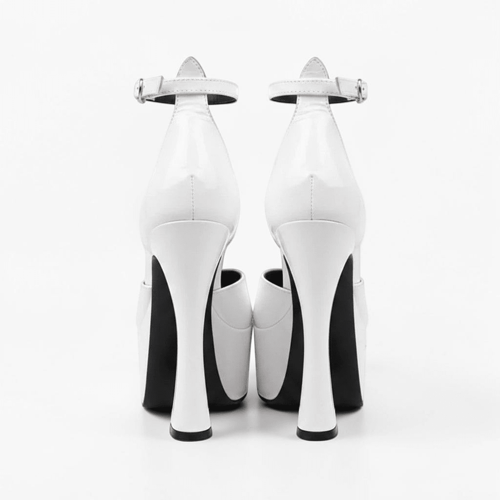 Black pointed heels with ankle strap - Dikova