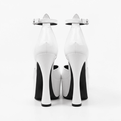 Black pointed heels with ankle strap - Dikova