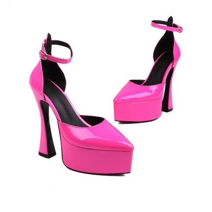 Black pointed heels with ankle strap - Dikova