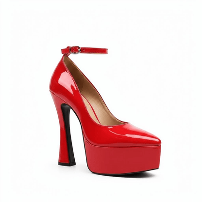 Black pointed heels with ankle strap - Dikova