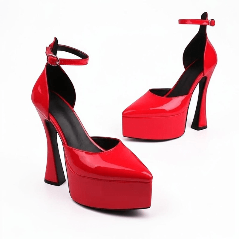 Black pointed heels with ankle strap - Dikova