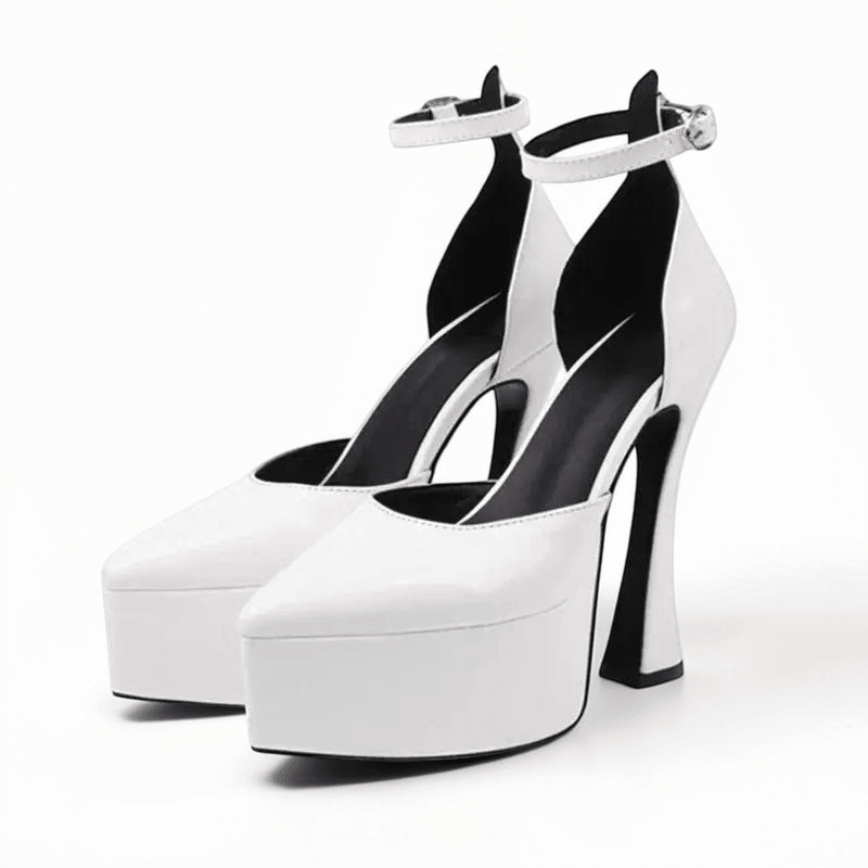 Black pointed heels with ankle strap - Dikova