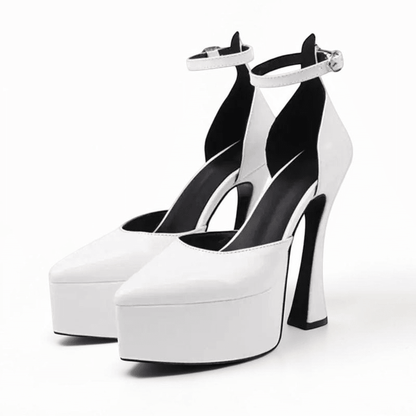 Black pointed heels with ankle strap - Dikova