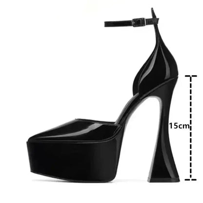 Black pointed heels with ankle strap - Dikova