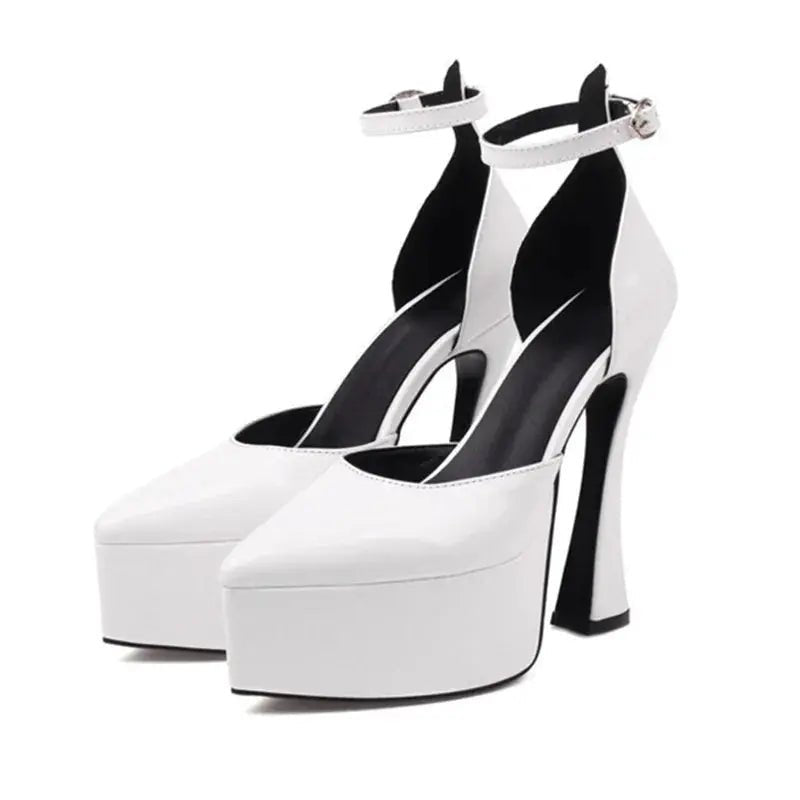 Black pointed heels with ankle strap - Dikova