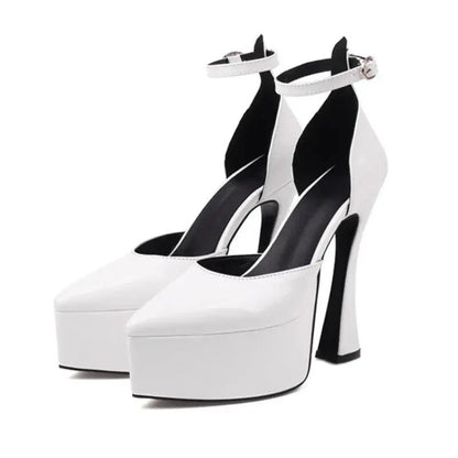 Black pointed heels with ankle strap - Dikova
