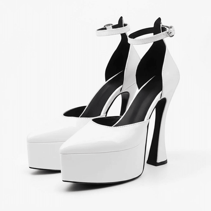Black pointed heels with ankle strap - Dikova