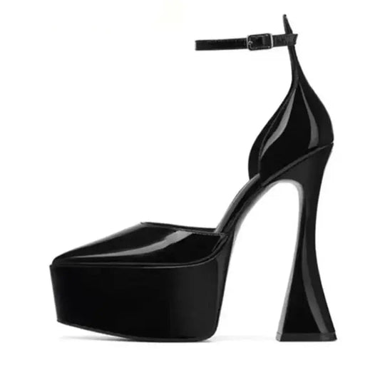 Black pointed heels with ankle strap - Dikova