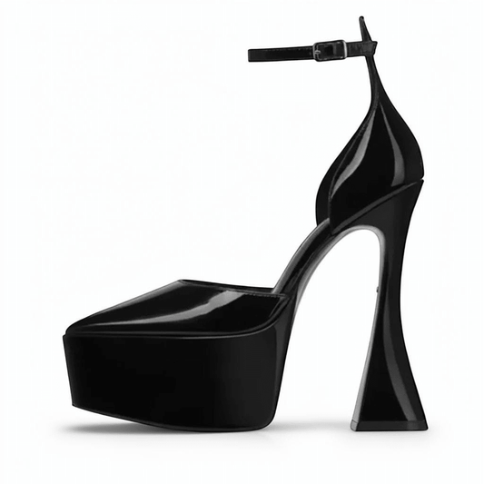Black pointed heels with ankle strap - Dikova