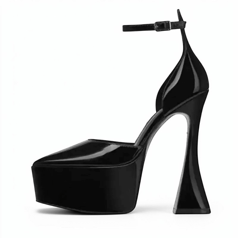 Black pointed heels with ankle strap - Dikova