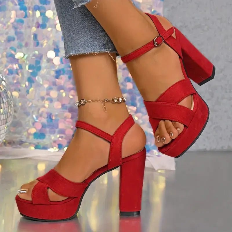 Black Satin Ankle Strap Heel - Dikova