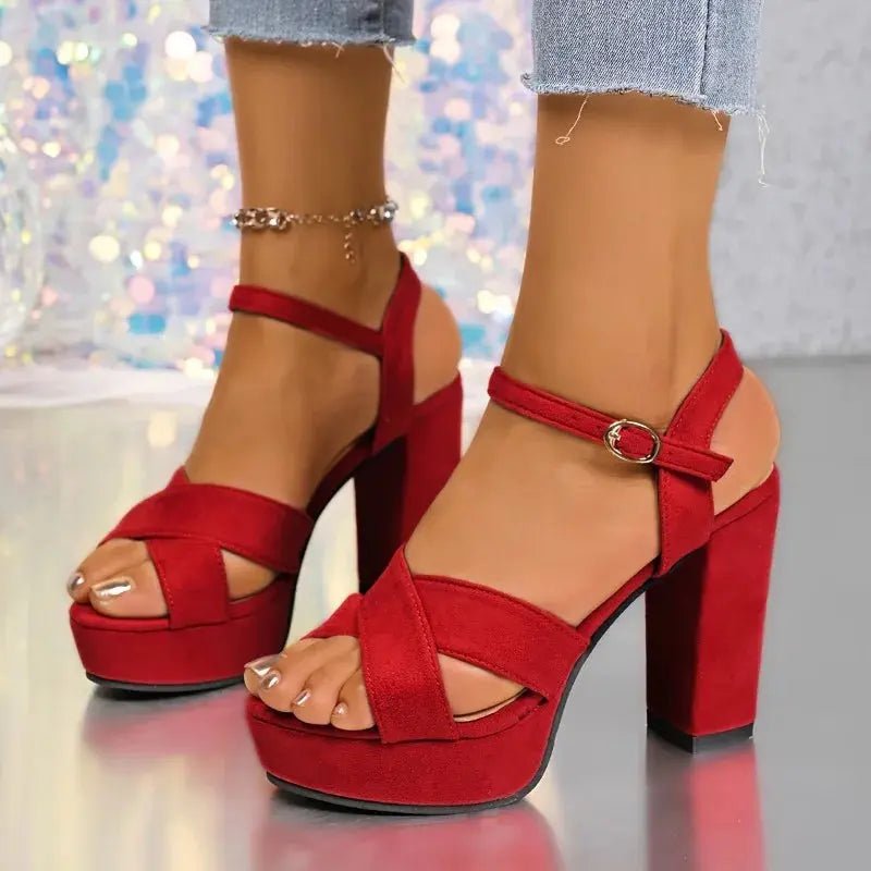 Black Satin Ankle Strap Heel - Dikova