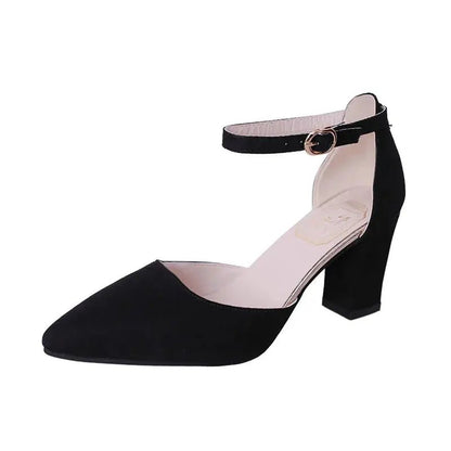 Black velvet heel ankle strap - Dikova