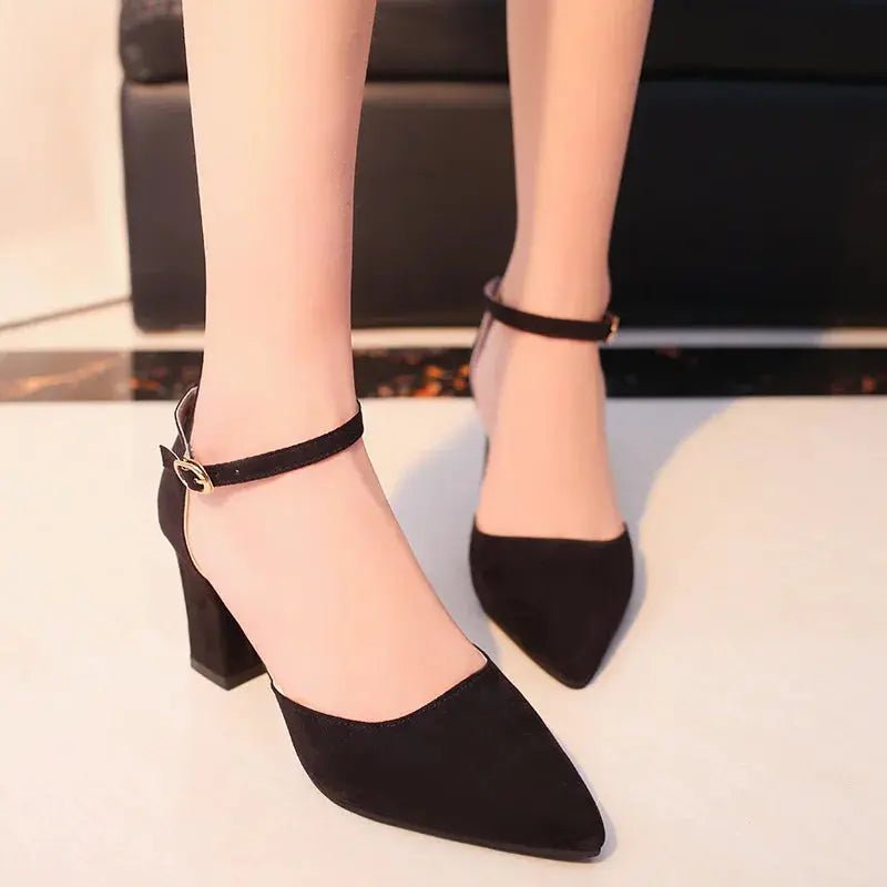 Black velvet heel ankle strap - Dikova