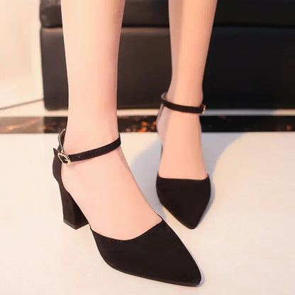 Black velvet heel ankle strap - Dikova