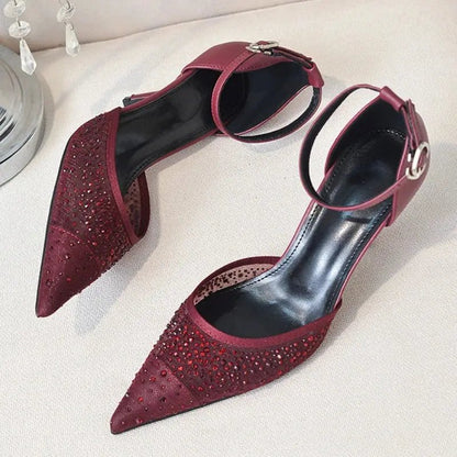 Burgundy ankle strap heel - Dikova