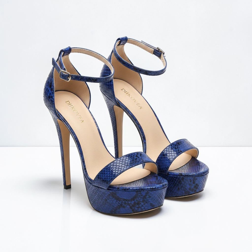 Cobalt Blue Ankle Strap Heel - Dikova