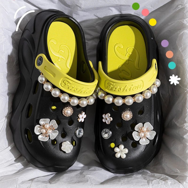 Coquette pearl flower clogs - Dikova