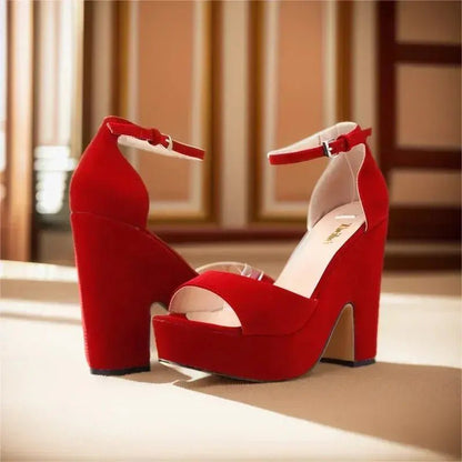 Dark red ankle strap heel - Dikova