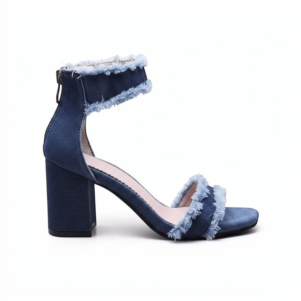 Denim Ankle Strap Heel - Dikova