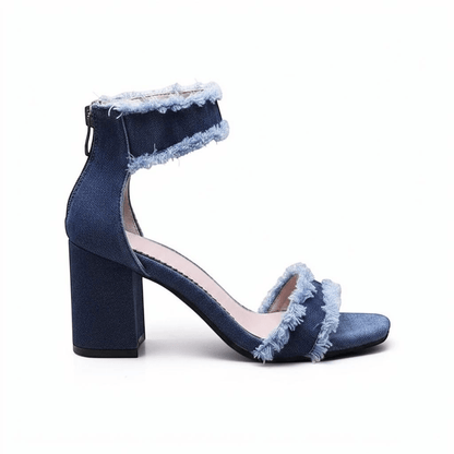 Denim Ankle Strap Heel - Dikova