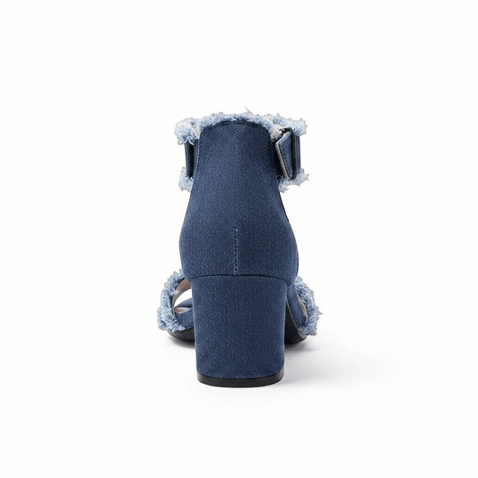 Denim Ankle Strap Heel - Dikova