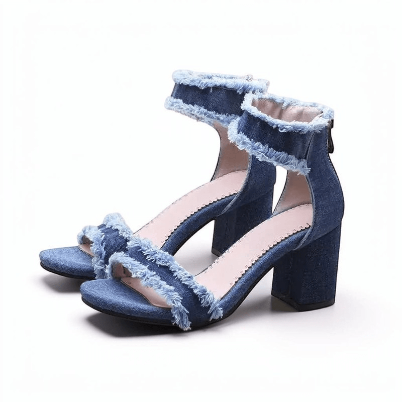 Denim Ankle Strap Heel - Dikova