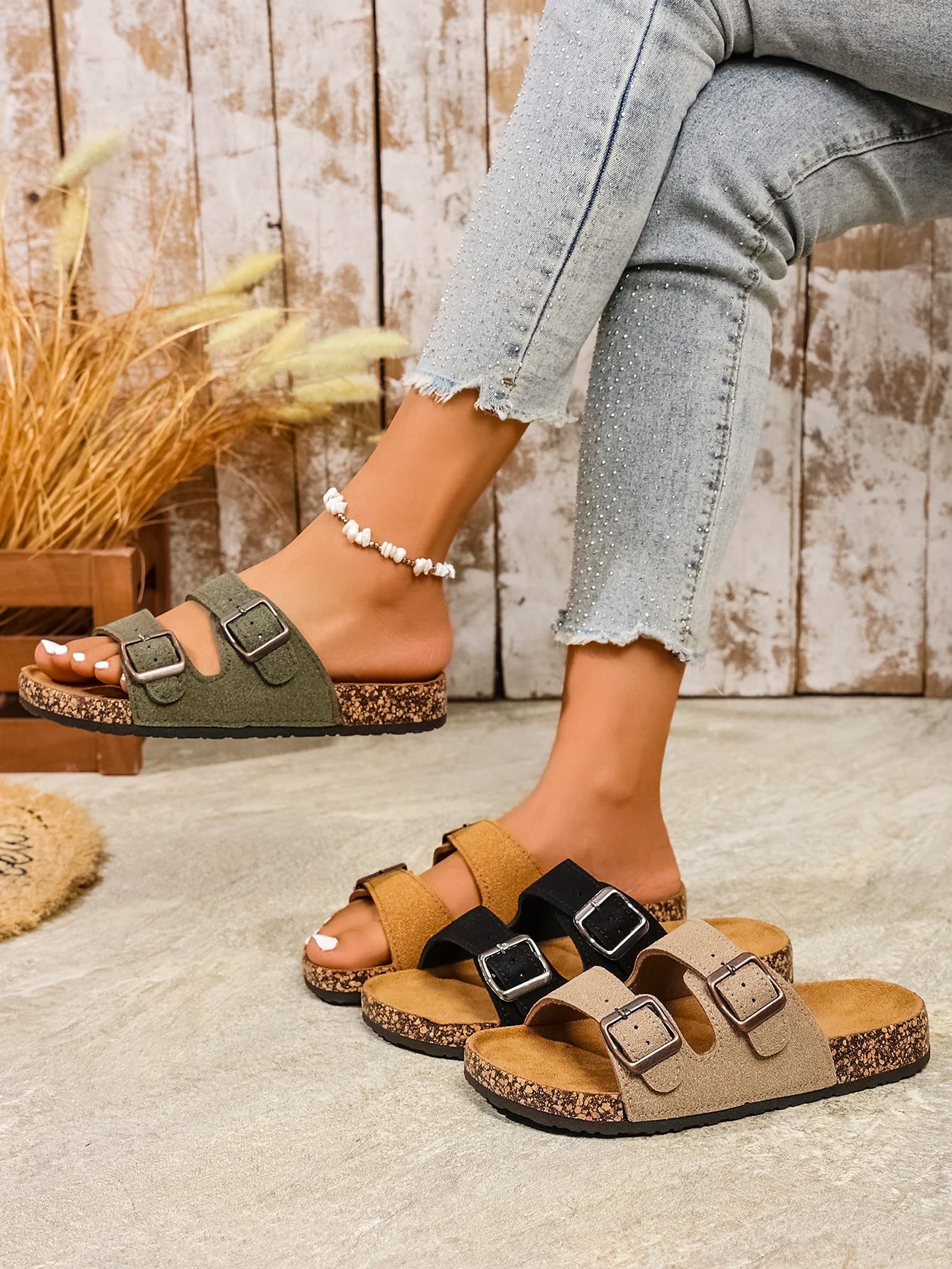Double strap cork footbed sandals - Dikova