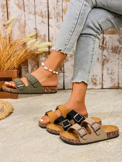 Double strap cork footbed sandals - Dikova
