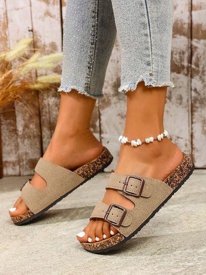 Double strap cork footbed sandals - Dikova